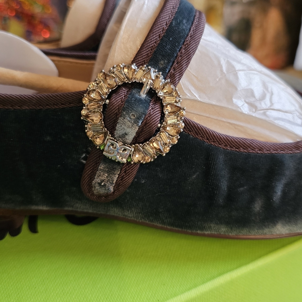 NIB - Sam Edelman Bluestone Velvet Michaela Mary Jane Flat - Size 6 - Picture 13 of 16